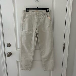 CQY The Officer Pant Cream - High waisted utility style straight leg pants